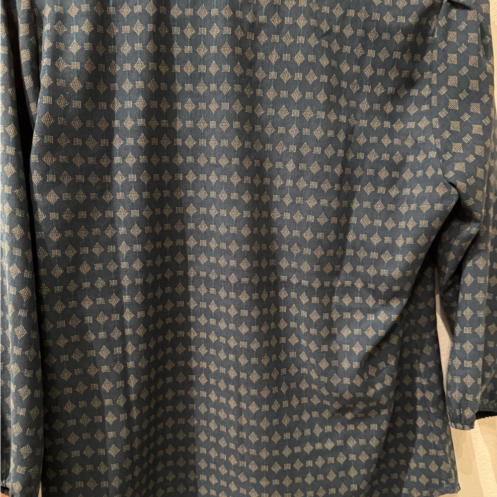 Ann Taylor Blue Geometric Blouse - Picture 3 of 3